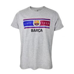 Koszulka FC Barcelona - licencjonowana. Szare t-shirty sportowe męskie FC Barcelona, s, bez ramiączek, do piłki nożnej. Za 99.00 zł.