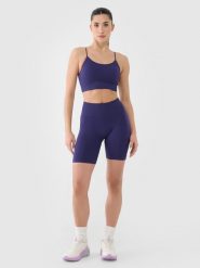 4F Legginsy kolarki bezszwowe treningowe damskie - granatowe XS/S. Niebieskie legginsy damskie 4f, s, bez wzorów, z dzianiny. W wyprzedaży za 59.99 zł.