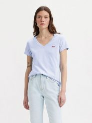 Levi's Koszulka w kolorze błękitnym rozmiar: S. Niebieskie bluzki damskie Levi's, s, bez wzorów, z bawełny, bez kołnierzyka, bez ramiączek. Za 70.24 zł.