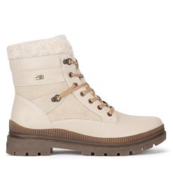 Trzewiki Remonte. Brązowe botki damskie Remonte, bez obcasa, na płaskiej podeszwie, bez zapięcia. Za 399.00 zł.