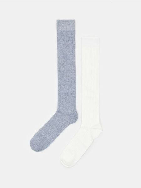Prążkowane podkolanówki 2 pack - wielobarwny. Skarpetki damskie Sinsay, bez wzorów, prążkowane. Za 12.99 zł.