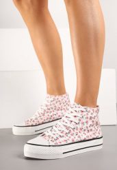Różowe Casualowe Trampki za Kostkę w Kwiatowy Wzór Follarita. Czerwone trampki i tenisówki damskie Born2be, bez wzorów, z jeansu, za kostkę. Za 44.99 zł.