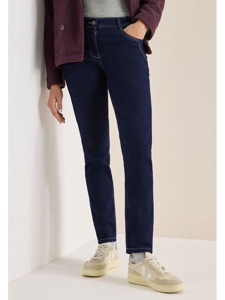 Cecil Dżinsy - Slim fit - w kolorze granatowym rozmiar: W28/L30. Niebieskie jeansy damskie Cecil, z podwyższonym stanem. Za 144.24 zł.