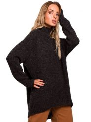 Made of emotion Golf w kolorze antracytowym rozmiar: S/M. Czarne golfy damskie Made Of Emotion, m, bez wzorów, ze splotem, bez ramiączek. Za 156.98 zł.