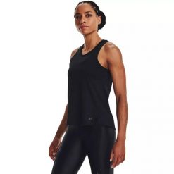 Koszulka damska Under Armour ISO-CHILL LASER TANK. Czarne t-shirty damskie Under Armour, l, bez wzorów, bez kołnierzyka. Za 139.99 zł.