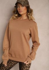 Brązowa Bluza z Bawełną i Ściągaczami przy Rękawach Ravemi. Brązowe bluzy bez kaptura damskie Renee, l, z bawełny. Za 34.99 zł.
