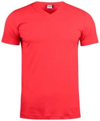 Clique Basic-T V-neck T-shirt z dekoltem V czerwony, dopasowany krój. Czerwone t-shirty męskie CLIQUE, m, bez wzorów, z bawełny, bez kołnierzyka. Za 84.44 zł.