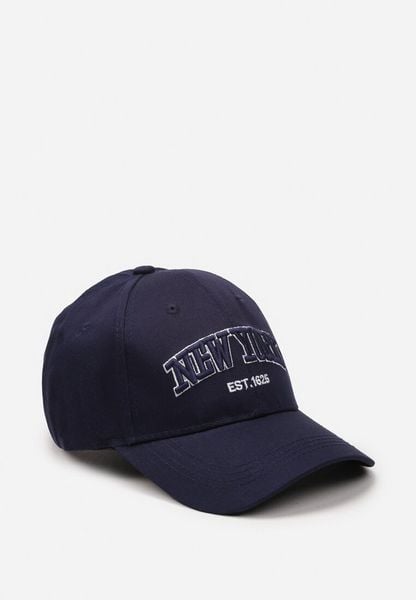 Granatowa Bawełniana Czapka z Wyszytymi Napisami Vonenia. Niebieskie czapki zimowe damskie Renee, z bawełny. Za 34.99 zł.