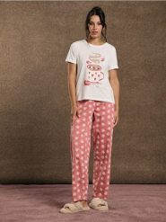 Piżama dwuczęściowa - kremowy. Białe piżamy damskie Sinsay, na jesień, l, bez wzorów, z bawełny, bez ramiączek. Za 49.99 zł.