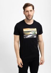 T-shirt z printem T-RELI. Czarne t-shirty męskie Volcano, m, bez wzorów, z materiału, bez kołnierzyka. Za 59.99 zł.