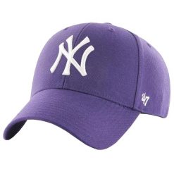 Czapka z daszkiem dla dorosłych MLB New York Yankees MVP Cap. Fioletowe czapki męskie 47 Brand, bez wzorów, z wełny, sportowe. Za 109.99 zł.