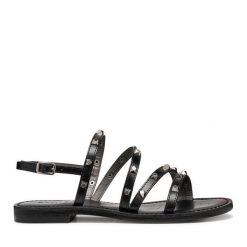 Sandały Geox. Czarne sandały damskie Geox, bez wzorów, bez obcasa, na płaskiej podeszwie. Za 399.99 zł.