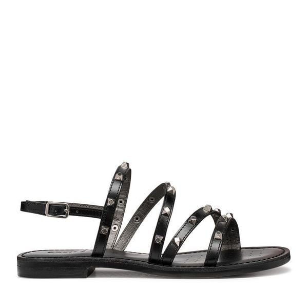 Sandały Geox. Czarne sandały damskie Geox, bez wzorów, bez obcasa, na płaskiej podeszwie. Za 399.99 zł.