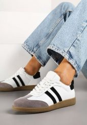 Białe Skórzane Sneakersy Tenisówki Velauri. Białe trampki i tenisówki damskie Renee, bez wzorów, z jeansu. Za 189.99 zł.