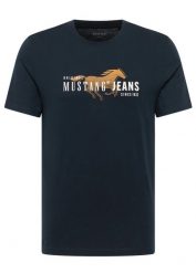 T-shirt Mustang Alex z czystej bawełny organicznej. Niebieskie t-shirty męskie bonprix, m, bez wzorów, z bawełny, bez kołnierzyka. Za 64.99 zł.