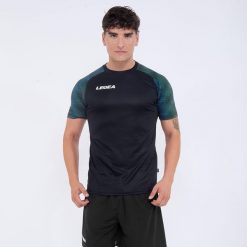 Męska Koszulka Treningowa Oddychająca 100% Poliester Czarny-Zielony Tiffany. Czarne t-shirty sportowe męskie Legea, m, z bawełny, bez ramiączek, do biegania. Za 148.00 zł.