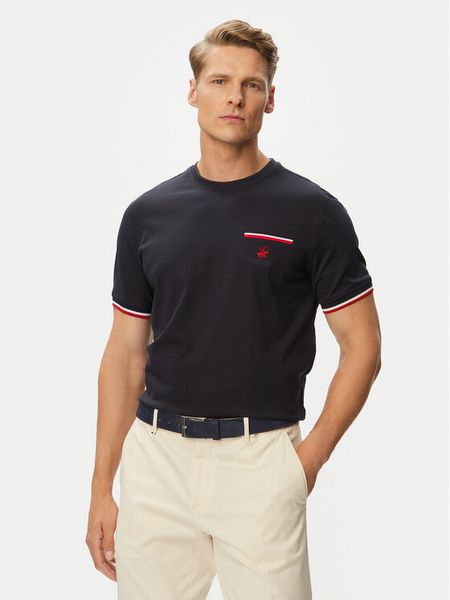 Beverly Hills Polo Club T-Shirt P-SS26M-TS0112 Granatowy Regular Fit. Niebieskie koszulki polo męskie Beverly Hills Polo Club, m, bez wzorów, z bawełny, bez ramiączek. Za 129.99 zł.