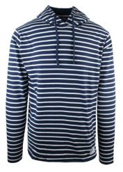 Lekka i Cienka Bluza z Kapturem (Kangurka) - Pako Jeans - Granatowa w Prążek. Niebieskie bluzy z kapturem męskie Pako Jeans, na lato, l, z bawełny. Za 169.00 zł.