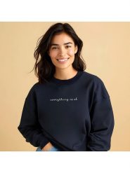 WOOOP Bluza "Everything is okay" w kolorze granatowym rozmiar: XS. Niebieskie bluzy bez kaptura damskie Wooop, xs, z bawełny. Za 83.42 zł.