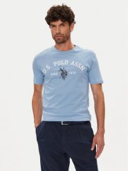 U.S. Polo Assn. T-Shirt MUP3268 Błękitny Regular Fit. Niebieskie koszulki polo męskie U.S. Polo Assn., m, bez wzorów, z bawełny, bez ramiączek. Za 119.99 zł.