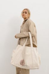 TORBA KAKTUS BEŻOWA One size - Flawless. Brązowe shopper bag damskie Flawless, bez wzorów, z bawełny, na ramię, z nadrukiem, bez dodatków. Za 165.00 zł.