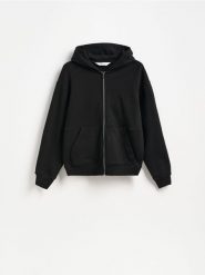 Bawełniana bluza z kapturem - czarny. Czarne bluzy z kapturem męskie Reserved, l, z bawełny. Za 139.99 zł.