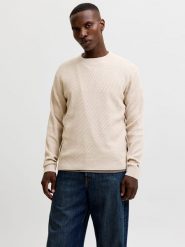 Jack & Jones Sweter w kolorze beżowym rozmiar: S. Brązowe swetry męskie Jack & Jones, s, bez wzorów, z bawełny, bez kołnierzyka. Za 119.95 zł.