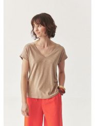 TATUUM Koszulka "Sevi" w kolorze jasnobrązowym rozmiar: S. Brązowe bluzki damskie Tatuum, s, bez wzorów, bez kołnierzyka, bez ramiączek. Za 87.95 zł.