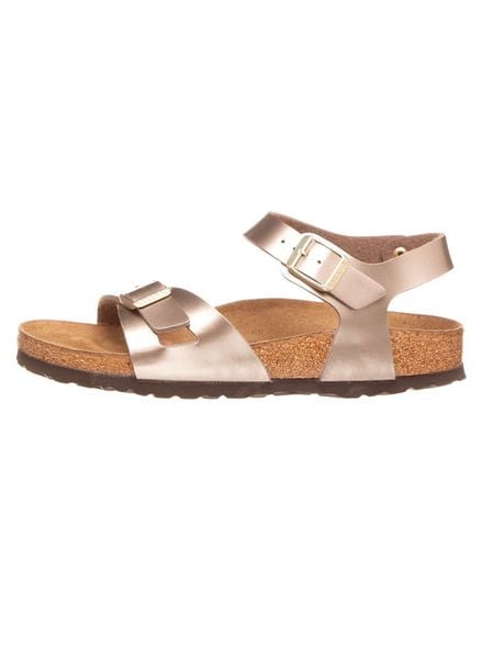 Birkenstock Sandały "Rio" w kolorze jasnobrązowym rozmiar: 38. Brązowe sandały damskie Birkenstock, bez wzorów, bez obcasa. Za 161.34 zł.