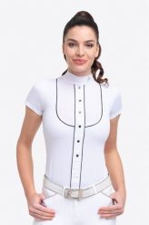 Koszulka do zawodów jeździeckich damska GENTLE RIVER. Białe topy sportowe damskie CAVALLIERA, na lato, l, bez wzorów, z materiału, bez ramiączek. Za 255.00 zł.