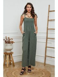 La Compagnie Du Lin Lniany kombinezon w kolorze khaki rozmiar: S. Brązowe kombinezony damskie La Compagnie Du Lin, s, bez wzorów, ze lnu, bez kołnierzyka, bez ramiączek. Za 195.99 zł.