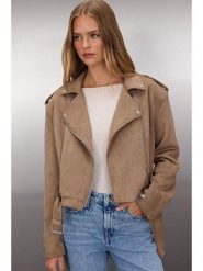 Trendyol Kurtka w kolorze jasnobrązowym ze skóry syntetycznej rozmiar: M. Brązowe kurtki damskie Trendyol, m, bez wzorów, ze skóry, bez kaptura. Za 234.94 zł.