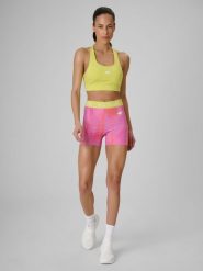 4F Legginsy krótkie treningowe damskie - koralowe S. Pomarańczowe legginsy damskie 4f, s, bez wzorów, z materiału. Za 99.99 zł.