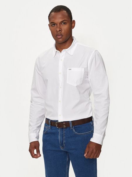 Guess Jeans Koszula M4YH35 WGCF1 Biały Slim Fit. Białe koszule męskie Guess Jeans, l, z aplikacjami, z bawełny, bez kołnierzyka, bez ramiączek. Za 189.99 zł.