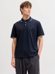 Jack & Jones Koszulka polo "Prblaethan" w kolorze granatowym rozmiar: S. Niebieskie koszulki polo męskie Jack & Jones, s, bez wzorów, bez ramiączek. Za 70.24 zł.