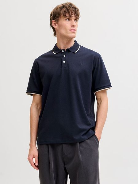 Jack & Jones Koszulka polo "Prblaethan" w kolorze granatowym rozmiar: M. Niebieskie koszulki polo męskie Jack & Jones, m, bez wzorów, bez ramiączek. Za 91.99 zł.