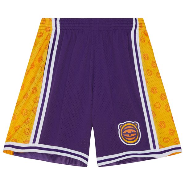 Szorty Los Angeles Lakers Ozuna. Fioletowe szorty męskie Mitchell & Ness, bez kołnierzyka. W wyprzedaży za 497.50 zł.