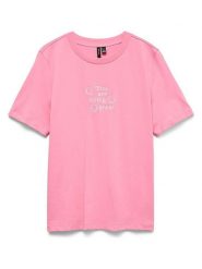 Vero Moda Koszulka w kolorze różowym rozmiar: XL. Różowe bluzki damskie Vero Moda, xl, bez wzorów, z bawełny, bez kołnierzyka. Za 57.95 zł.