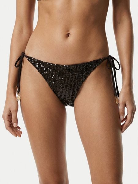 Guess Dół od bikini E6GO04 KBMV0 Brązowy. Brązowe bikini damskie Guess, z aplikacjami. Za 219.99 zł.