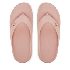 Japonki Tommy Hilfiger. Czerwone klapki damskie Tommy Hilfiger, bez wzorów, bez obcasa. Za 119.99 zł.