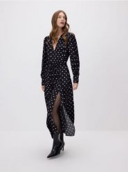 Sukienka z wiskozy - wielobarwny. Sukienki damskie Reserved, l, bez wzorów, z tkaniny, bez kołnierzyka, bez ramiączek, maxi. W wyprzedaży za 139.99 zł.