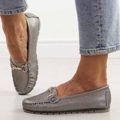 Pewter skórzane mokasyny damskie S.Barski 546. Szare mokasyny damskie S.BARSKI, z jeansu. Za 219.00 zł.