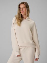 4F Bluza dresowa regular z modalem damska - kremowa XXL. Brązowe bluzy z kapturem damskie 4f, xxl, z dresówki. Za 199.99 zł.