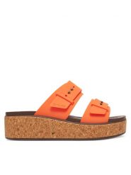Crocs Klapki Brooklyn Cork Buckle 211252 Pomarańczowy. Brązowe klapki damskie Crocs, bez wzorów, z tworzywa sztucznego, bez obcasa. Za 299.99 zł.