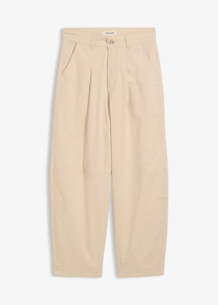 Spodnie culotte z lekkiego diagonalu w optyce balonowych. Brązowe spodnie materiałowe damskie bonprix, bez wzorów. Za 149.99 zł.