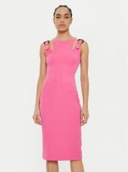 Versace Jeans Couture Sukienka koktajlowa 78HAO913 N0356 Różowy Regular Fit. Czerwone sukienki damskie Versace Jeans Couture, bez wzorów, z jeansu, wizytowe, bez kołnierzyka, bez ramiączek. Za 1,169.00 zł.