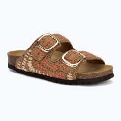 Klapki damskie Scholl Noelle Crochet. Brązowe klapki damskie Scholl, bez wzorów, z materiału, bez obcasa. Za 409.99 zł.