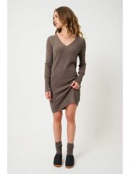 AUTHENTIC CASHMERE Kaszmirowa sukienka "Capelet" w kolorze brązowym rozmiar: XXL. Brązowe sukienki damskie AUTHENTIC CASHMERE, xxl, bez wzorów, z kaszmiru, bez kołnierzyka, bez ramiączek, midi. Za 301.48 zł.
