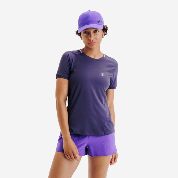 Koszulka tenisowa damska Kuikma Dry. Fioletowe bluzki damskie KUIKMA, xs, bez wzorów, z elastanu, bez kołnierzyka. Za 59.99 zł.