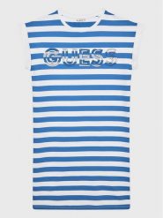 Guess Sukienka letnia J3GK21 KBOR3 Niebieski Regular Fit. Niebieskie sukienki dziewczęce Guess, na lato, z aplikacjami, z bawełny, bez ramiączek. Za 149.99 zł.